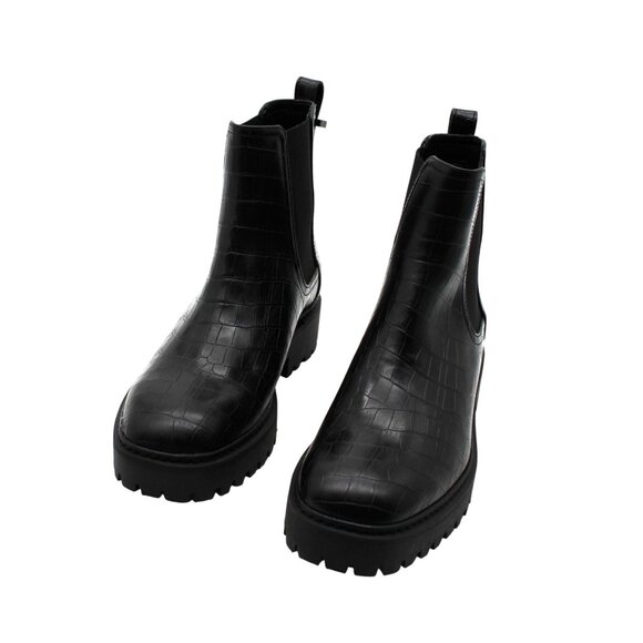 Reaction Kenneth Cole Womens Black Animal Print Padded  Wedge Chelsea Boot - 6 M - Picture 6 of 8